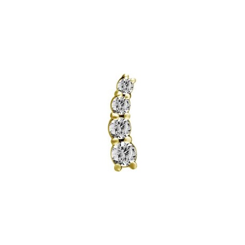 Sterilised Gold Titanium Premium Zirconia  Ear Piece - Left Ear - 8mm (Type R) Internal Thread Labret Attachment