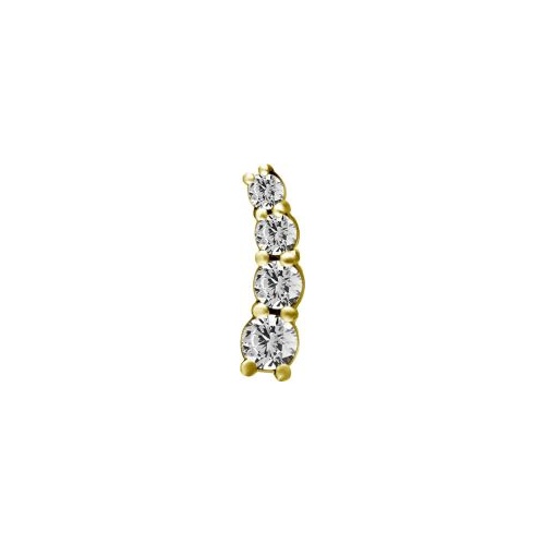 Sterilised Gold Titanium Premium Zirconia  Ear Piece - Right Ear - 8mm (Type R) Internal Thread Labret Attachment