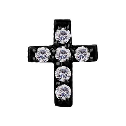 Black Steel - Premium Zirconia Cross - 5mm Threadless Attachment