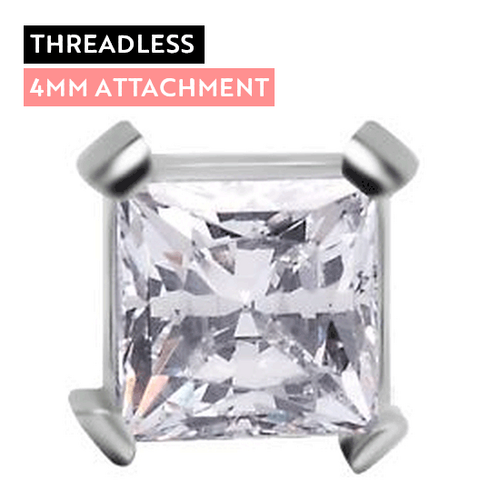 Titanium - Square Premium Zirconia - 4mm Threadless Attachment