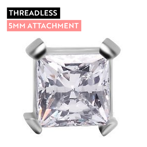 Titanium - Square Premium Zirconia - 5mm Threadless Attachment