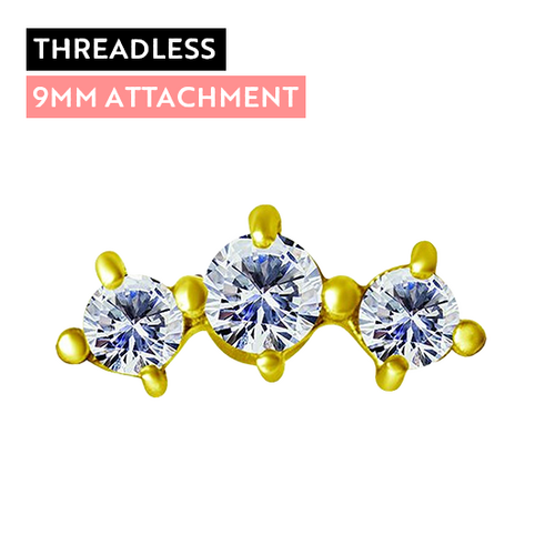 Gold Steel - Crescent - 9mm Threadless Attachment