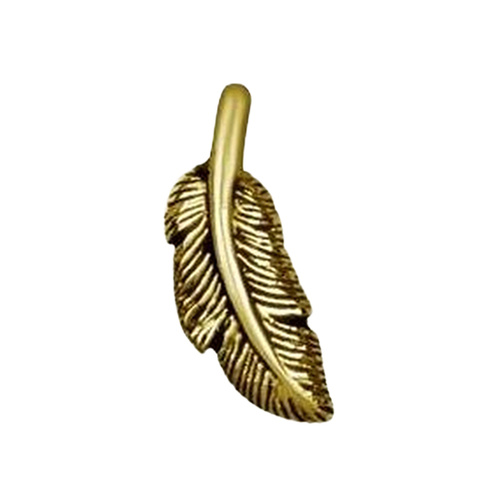 Gold Steel - Feather Left - 6mm Threadless Attachment