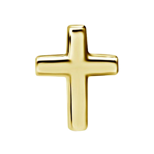 Gold Steel - Cross - 6mm Threadless Attachment