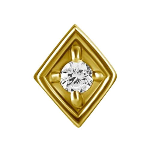 Gold Steel - Premium Zirconia - Diamond - 4mm Threadless Attachment