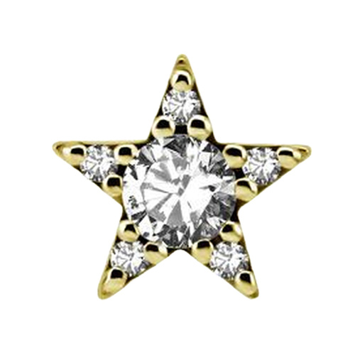 Gold Steel - Premium Zirconia - Star - 7mm Threadless Attachment