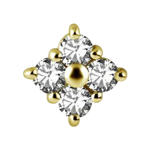 Gold Steel - Premium Zirconia - Diamond - 6mm Threadless Attachment