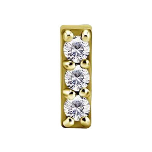 Gold Steel - Premium Zirconia - Rectangle - 5.5mm Threadless Attachment