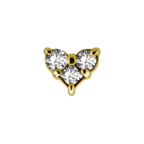 Gold Steel - Cubic Zirconia - Heart - 5mm Threadless Attachment