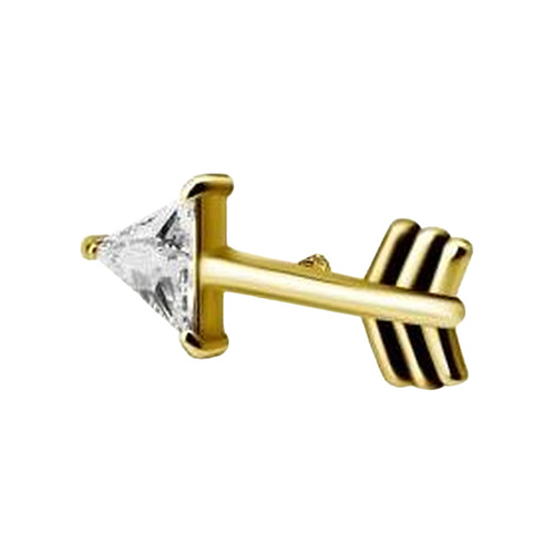 Gold Steel - Arrow Cubic Zirconia - 12mm Threadless Attachment