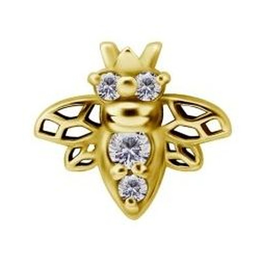 Gold Steel - Bee Cubic Zirconia - 7mm Threadless Attachment