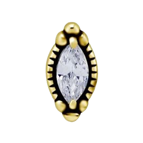 Gold Steel - Marquise Cubic Zirconia - 7mm Threadless Attachment
