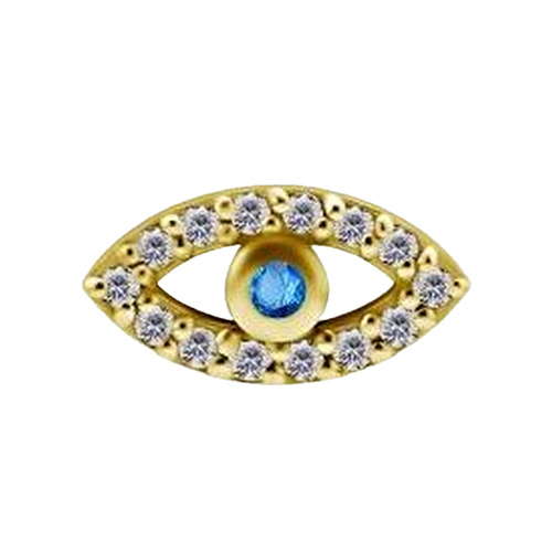 Gold Steel - Evil Eye Cubic Zirconia - 10mm Threadless Attachment