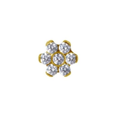Gold Titanium - Premium Zirconia - Flower - 5mm Threadless Attachment