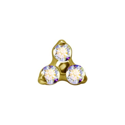 Gold Titanium - Aurora Borealis Premium Zirconia - Trinity - 2.5mm Threadless Attachment