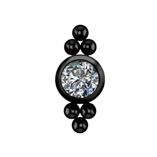 Black Titanium - Premium Zirconia Ball Triangle Cluster - 3mm Threadless Attachment
