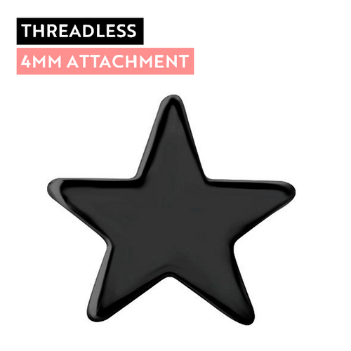 Black Titanium - Star - 4mm Threadless Attachment