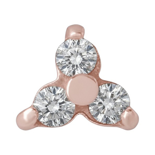 Rose Gold Steel - Premium Zirconia - Trinity - 3.5mm Threadless Attachment