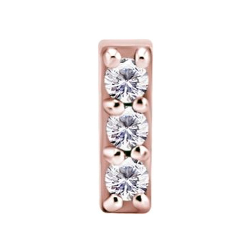 Rose Gold Steel - Premium Zirconia - Rectangle - 5.5mm Threadless Attachment