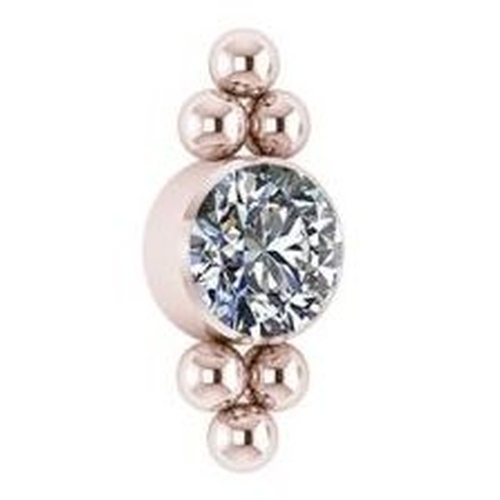 Rose Gold Titanium - Premium Zirconia Ball Triangle Cluster - 5mm Threadless Attachment