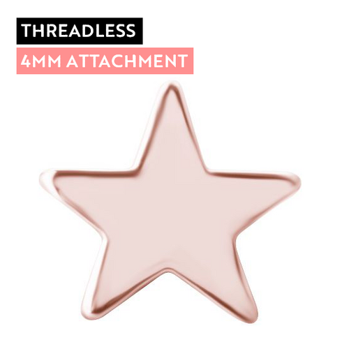 Rose Gold Titanium - Star - 5mm - Threadless Attachment
