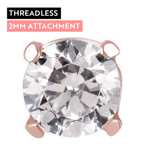 Rose Gold Titanium - Round Premium Zirconia - 2mm Threadless Attachment