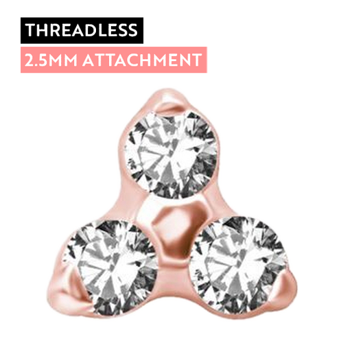 Rose Gold Titanium  - Premium Zirconia - Trinity - 2.5mm Threadless Attachment