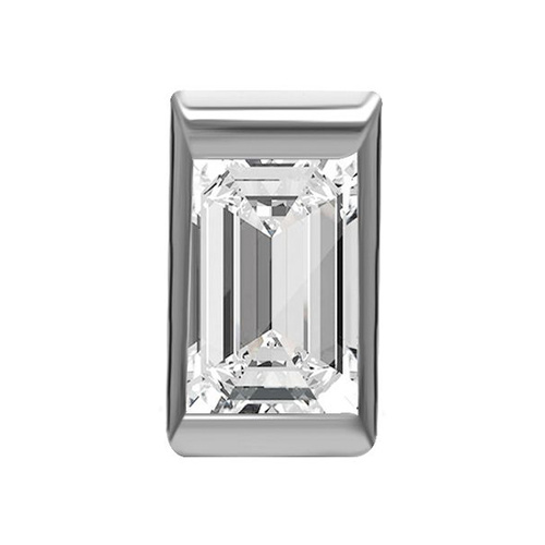 Surgical Steel - Premium Zirconia - Baguette - 4mm Threadless Attachment