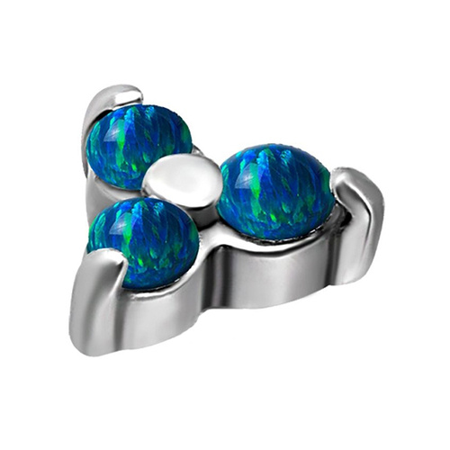 Surgical Steel - Trinity - Lab Created Emerald Black Opal - 4mm Threadless Attachment