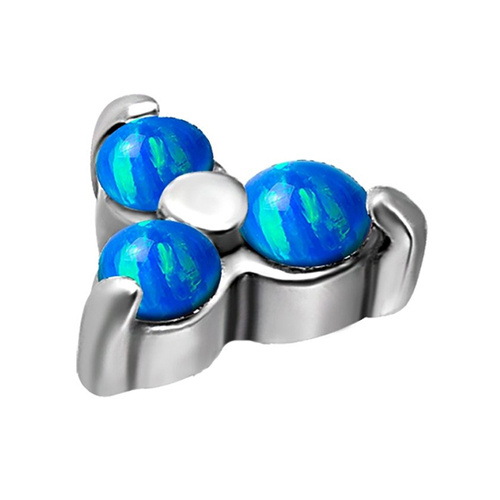 Surgical Steel - Trinity - Lab Created Sapphire Black Opal - 4mm Threadless Attachment