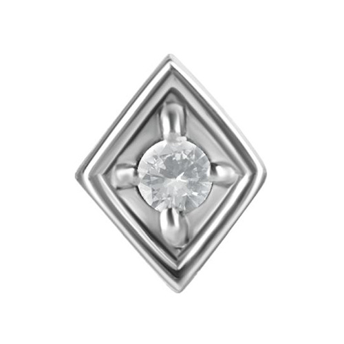 Surgical Steel - Premium Zirconia - Diamond - 4mm Threadless Attachment