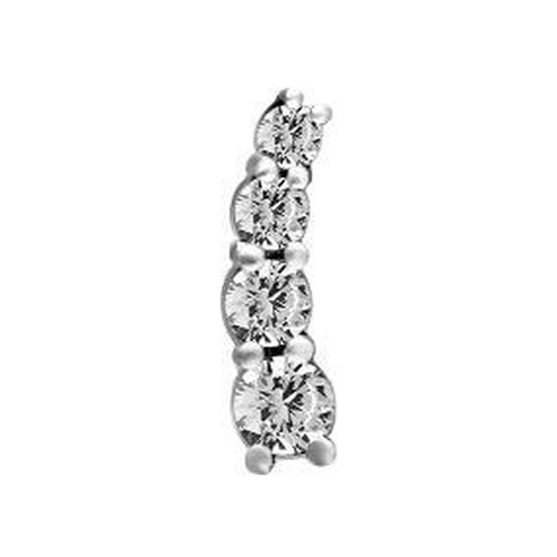Surgical Steel - Premium Zirconia Ear Piece - Left Ear - 8mm Threadless Attachment