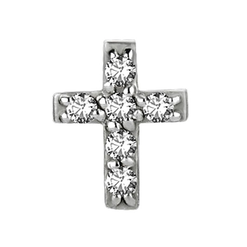 Surgical Steel - Premium Zirconia - Cross - 5mm Threadless Attachment