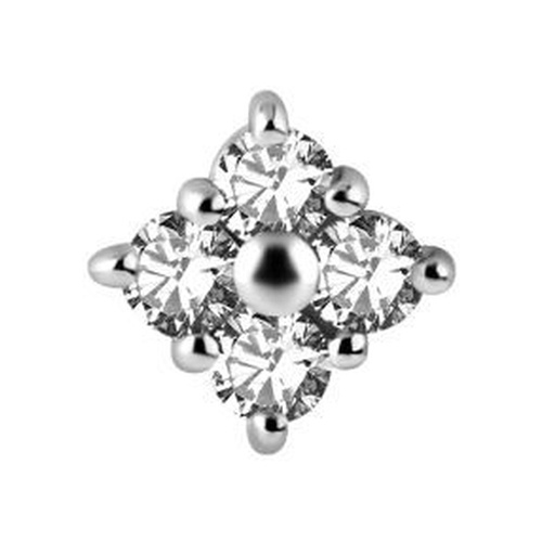 Surgical Steel - Premium Zirconia - Diamond - 6mm Threadless Attachment