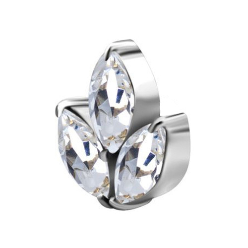 Surgical Steel - Premium Zirconia - Marquise Cluster Threadless Attachment