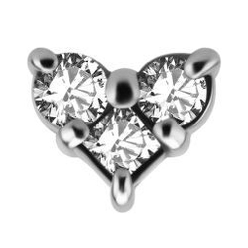 Surgical Steel - Cubic Zirconia - Heart - 5mm Threadless Attachment
