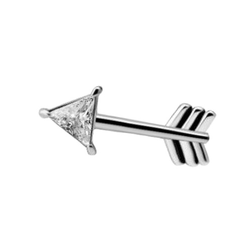 Surgical Steel - Arrow Cubic Zirconia - 12mm Threadless Attachment
