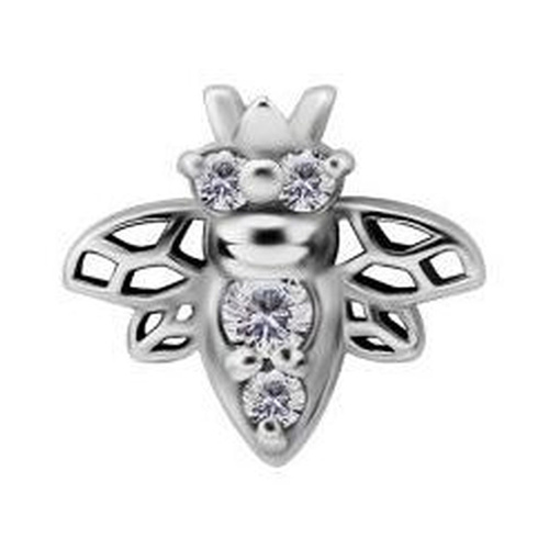 Surgical Steel - Bee Cubic Zirconia - 7mm Threadless Attachment