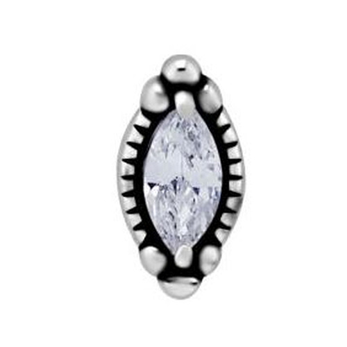 Surgical Steel - Marquise Cubic Zirconia - 7mm Threadless Attachment