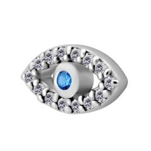 Surgical Steel - Evil Eye Cubic Zirconia - 10mm Threadless Attachment