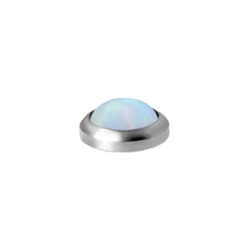 Titanium - Lab Created White Opal - 3mm Threadless Attachment