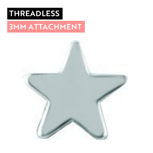 Titanium - Star - 3mm - Threadless Attachment