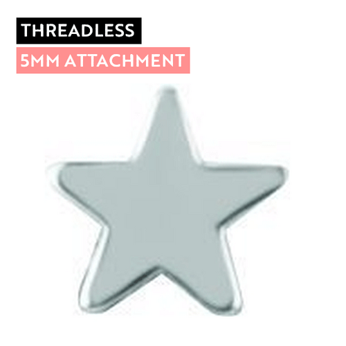Titanium - Star - 5mm - Threadless Attachment