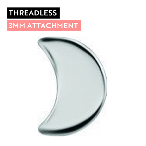 Titanium - Moon - 3mm - Threadless Attachment