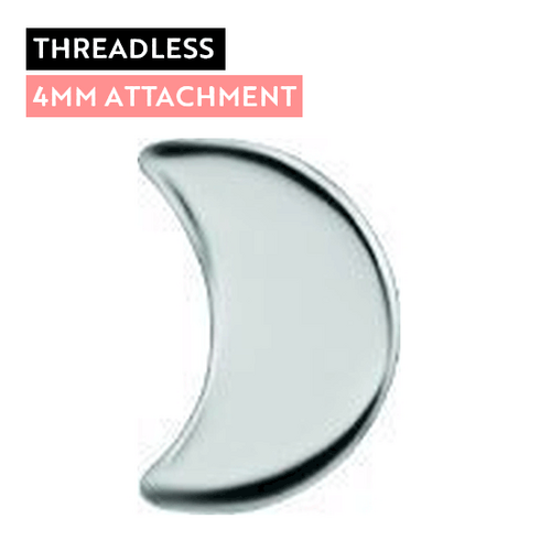 Titanium - Moon - 4mm - Threadless Attachment