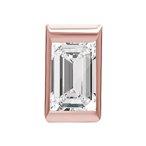 Rose Gold Steel  Premium Crystal Baguette - 4mm Threadless Attachment
