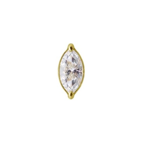 18K Gold - Marquise Shape Premium Zirconia - 5mm Threadless Attachment