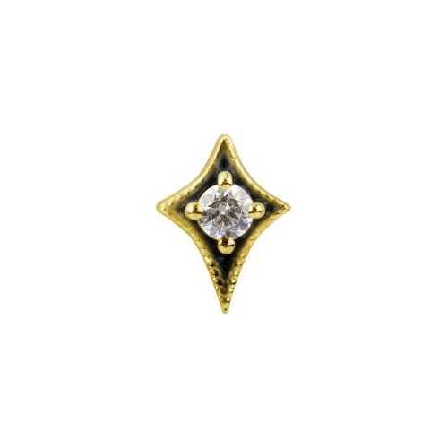 18k Gold - Premium Zirconia Diamond Star - 6.5mm Threadless Attachment