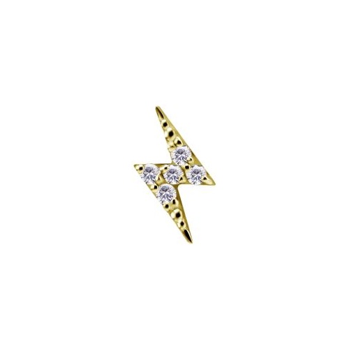 18k Gold - Lightning Flash Premium Zirconia - Right - 7mm Threadless Attachment