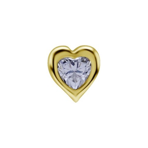 18k Gold - Heart Shape Premium Zirconia - 5mm Threadless Attachment